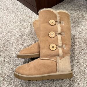 UGG Tan Shearling Button Boots